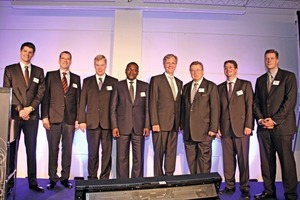 2 From the left: Niklas and Walter Haver (Haver & Boecker), Prof. Dr. Georg Unland, Dr. Aliko Dangote, Dr. Martin Wansleben, Dr. Reinhold Festge, Dr. Fabian Festge and Florian Festge (Haver & Boecker)