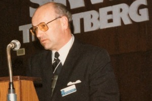Dr. Aignesberger, inventor of the melamine resin superplasticiser at the 1976 Melment® Symposium