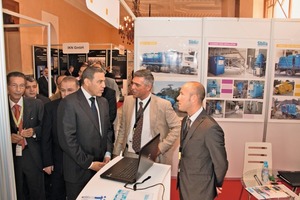 Dr. Abdeslam Bikrat, Wali and Governor of Marrakesh (3rd from right) on his way through the exhibition­