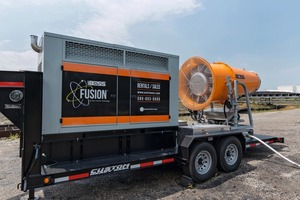 1 The new mobile dust suppressor delivers a range of 100 m and up to 15 500 m² of coverage area