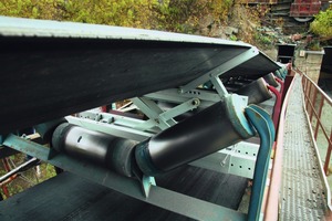 The conveyor belt is quickly and easily hoisted to the appropriate height with the Flexlifter