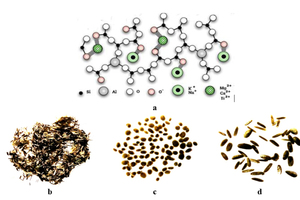5 Basalt fiber: a – aluminosilicates skeleton in the section; b – is the original fiber; c – fiber after boiling in a saturated solution of lime; d – fiber after boiling in 5 % NaOH solution
