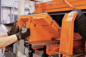 The modular impact cradle absorbs the impact of the falling load, yet slides in and out for easy service