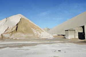 3 Limestone and other raw material is taken from trucks and barges, and stored in outdoor­ piles