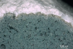 6 Six micrographs of the gypsum/grout contact zone; no indication of new phase formation