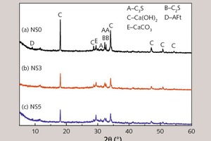 6 X-ray diffraction (XRD) patterns of NS modified samples at 28 days