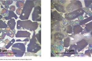 A2 Photomicrographs of clinker showing clearly defined lenticular (elongated) alite crystals
