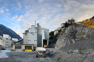 Kalkfabrik Netstal: the kiln house with the new lime kiln in the middle of the picture