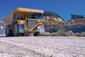 Dump truck in a large quarry