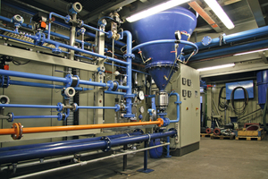 Test stand in the Claudius Peters technical center for pneumatic conveying