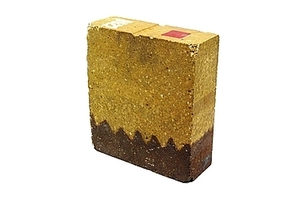 6 Sample of a dense 2-layer brick and a typical wear pattern of this material