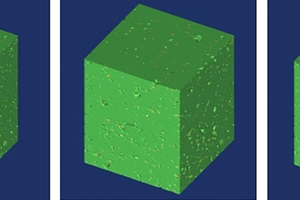 9 3D distributions of the pore structure in control cement paste (a) and modified mortars incorporating 1% (b) and 5% (c) silane at 3 d