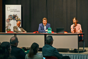 3 From left Professor Georg Locher, Schwenk Building Materials Group, Professor Ralf Wehrspohn, Chairman of the Board of Forum Rathenau and Dr. Maria Gaudig, Deputy Head of the Hydrogen Group ITEL - German Lithium Institute, Postdoc Institute of Physics, Martin Luther University Halle-Wittenberg