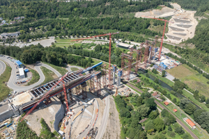 Once completed, the cable-stayed bridge will span the Neckar Valley as a six-span structure