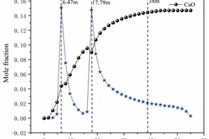 11 Average mole fractions of CaCO3 and CaO along Y direction