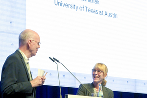 5 Katherine Romanak and Dr Martin Schneider after the first presentation on the second day of VDZ, “The Role of CCS”